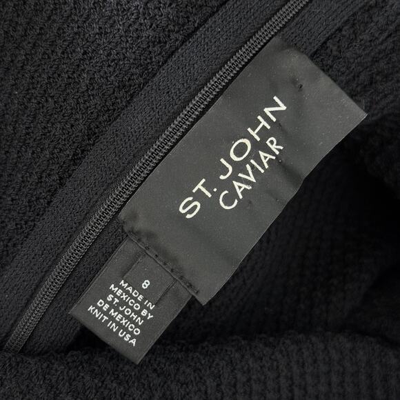 St John Caviar Dress Womens 8 Santana Knit Sheath Wool Rayon Office Minimalist - Picture 3 of 11